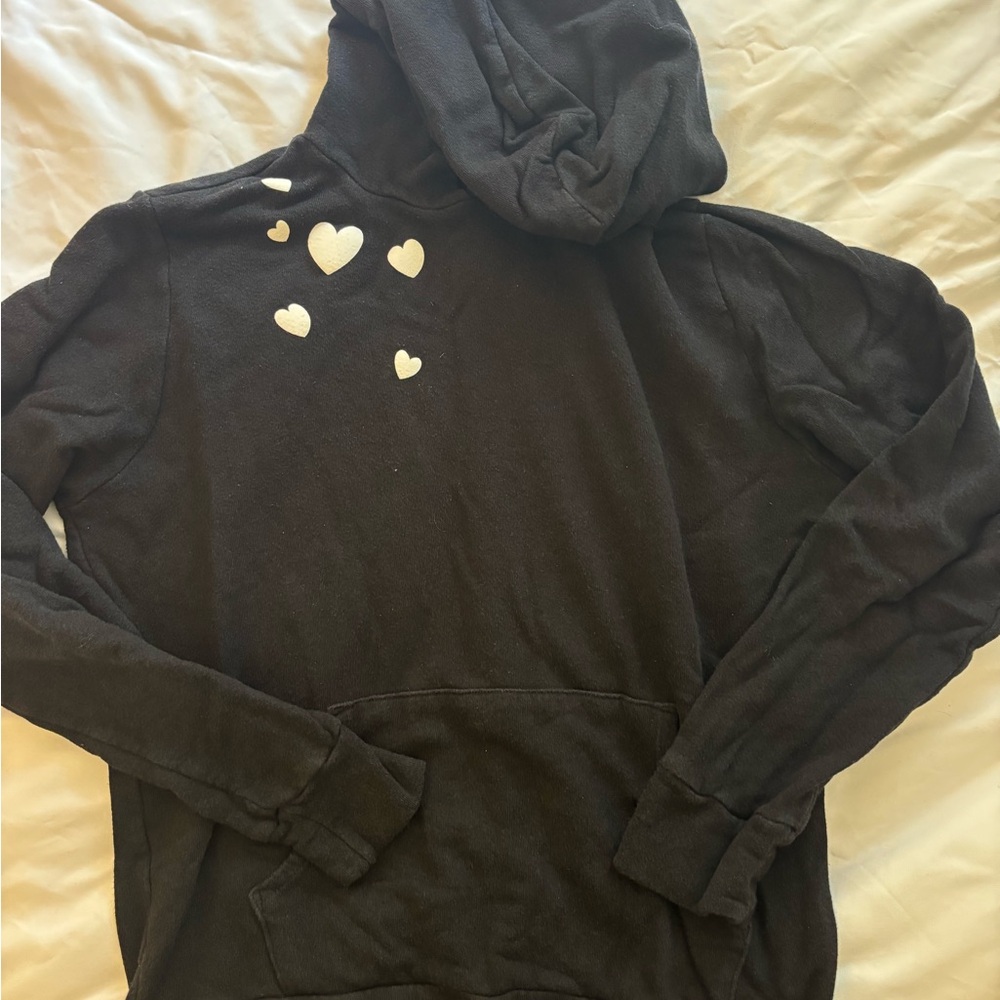 Monrow Black Hoodie with Hearts